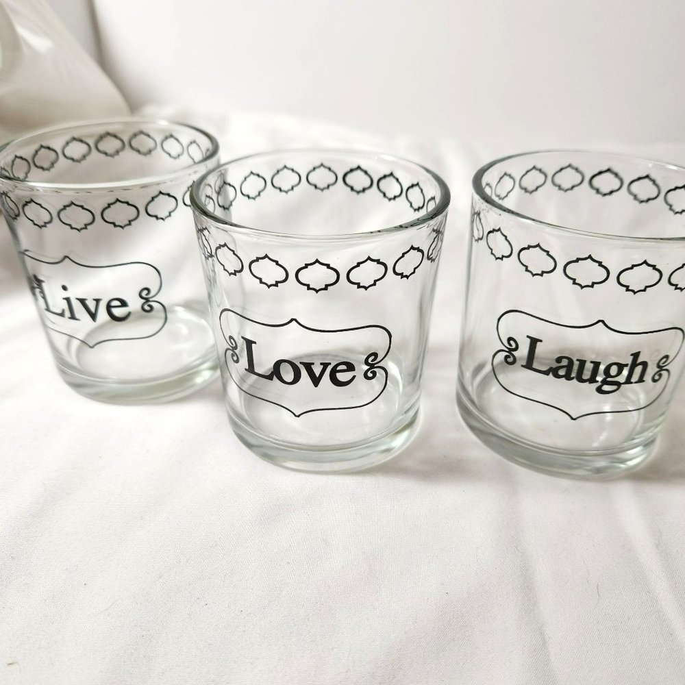 Live Laugh Love trio candle holders lot, set of three